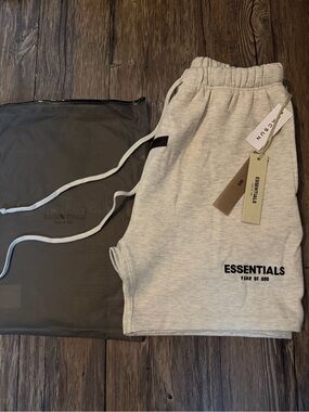 Essentials Light Heather Gray Logo Sweatshorts